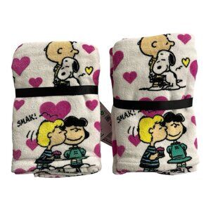 Peanuts Hand Towel Set Valentines Day Love Hearts Snoopy Lucy 2PK 2Ea 4 Total